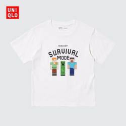 优衣库 Minecraft UT印花短袖T恤 白色 150cm