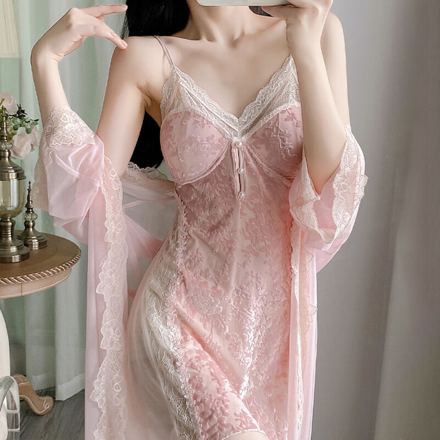 MOXTOC 女士网纱蕾丝吊带睡裙家居服套装 2026