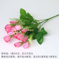 咏幻 郁金香玫瑰假花仿真花束装饰品房间摆设室内塑料花卉盆栽客厅摆06 单1束5叉郁金香-粉色