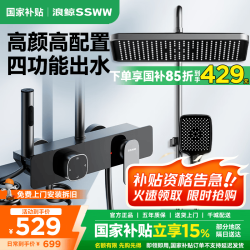 浪鲸 智能花洒淋浴套装 全铜增压顶喷 枪灰色