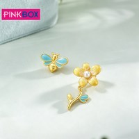 PINKBOX 娉饰珠宝蜂恋繁花足金黄金耳饰蜜蜂花型轻奢女友礼物新品