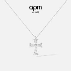 APM Monaco Rock系列白色镂空十字可调节项链