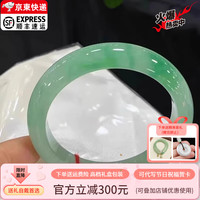 谧玉 翡翠手镯油绿玉手镯冰种翡翠色玉镯平安镯处理送妈妈送老婆礼物 内径58-59mm(赠送精美礼品+高档礼盒包装)