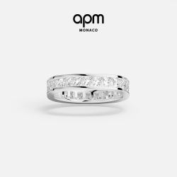 APM Monaco 白色Lumiere密镶戒指百搭叠戴经典简约精致生日礼物 白色 56码