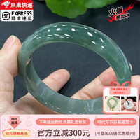谧玉 翡翠手镯油绿玉手镯冰种翡翠色玉镯平安镯处理送妈妈送老婆礼物 内径58-59mm(赠送精美礼品+高档礼盒包装)