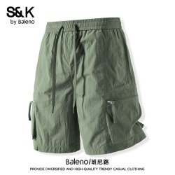 班尼路 SK山系工装短裤男夏季薄款速干五分裤多口袋直筒沙滩裤潮A