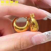 微奢妙珠 足金耳圈 TV451 2g 夏日通勤百搭
