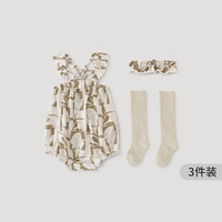 巴厘小猪 女宝宝吊带包屁衣套装无袖薄款连体衣夏季新生婴儿衣服 暗香疏影  59cm
