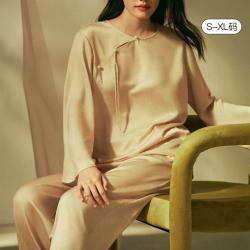 Ubras 夏国风长袖长裤套装纯色百搭睡衣套装家居服女