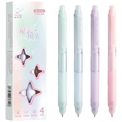 咔巴熊 按动中性笔 ST头0.5mm 速干 星云极光 4支装