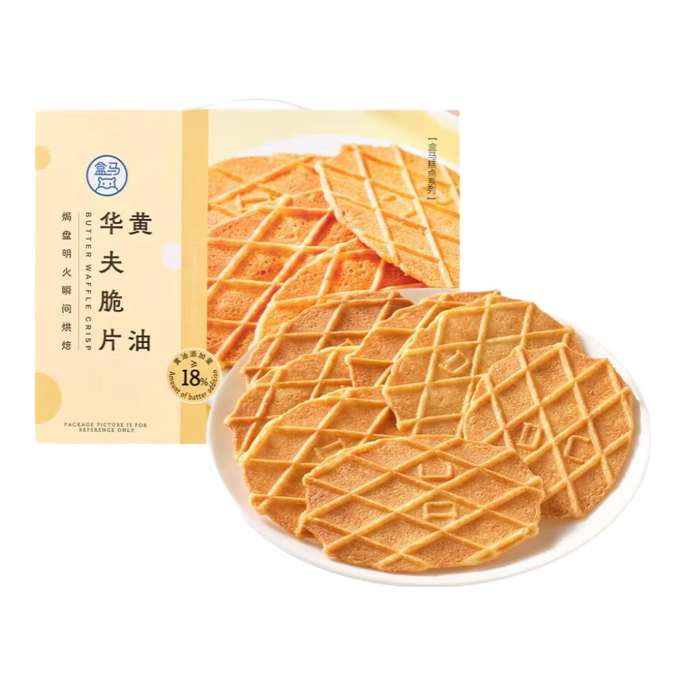 盒马 华夫脆片 巧克力味黄油味 396g 箱装