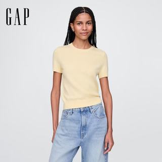 Gap 744771 罗纹圆领短袖针织衫 女装