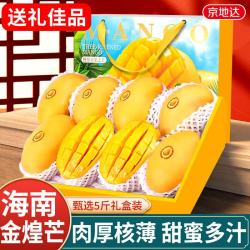 京地达 海南大芒果金煌芒端午节礼盒净重5斤单果400g+新鲜水果源头直发