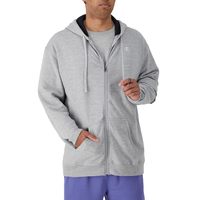 Champion 男士强力混合抓绒全拉链连帽衫，C Logo ,中深灰色,Medium