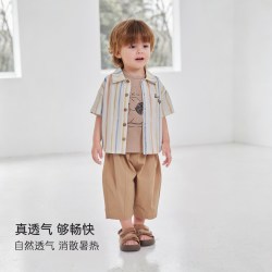 巴厘小猪 男童棉质短袖衬衫（多色可选）