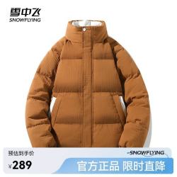 雪中飞 百搭男士短款立领羽绒服鸭绒潮流肌理感面料羽绒服/至11.30 咖啡色|7217 175/92A