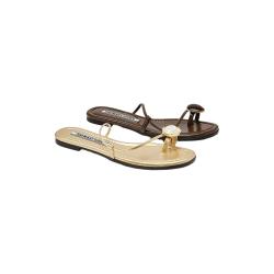 TOOMANYSHOES 一颗宝石复古典雅平跟夹趾拖鞋