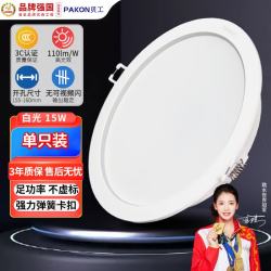 贝工 LED筒灯嵌入式超薄孔灯 吊顶走廊筒射灯洞灯天花灯 非凡系列15W白光6000K