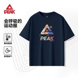 匹克 冰丝速干 藏蓝/PK彩色涂鸦 170 男童运动短袖T恤