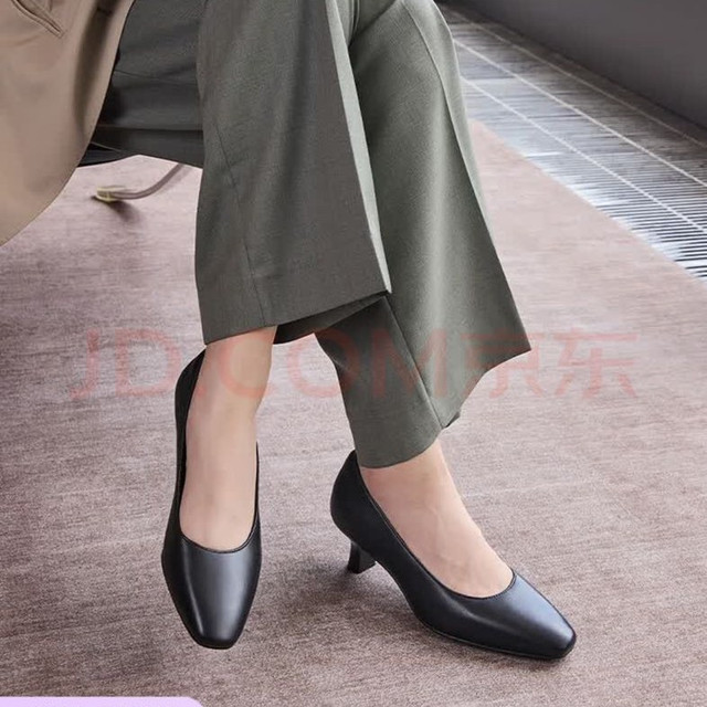 Clarks Kyla50 Pump女鞋夏季新款一脚蹬方头柔软羊皮高跟单鞋 黑色