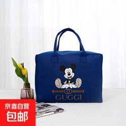 京喜自营-专用品牌 京东物流 卡通手提包 轻便时尚收纳包 大容量旅行包 蓝色米奇 防潮