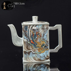 景盏 周鸿杰大师手工银壶瓷鎏
