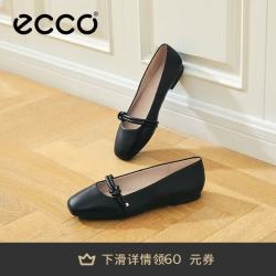 ecco 芭蕾玛丽珍鞋 优雅方头羊皮浅口单鞋女 舞悦234303 黑色