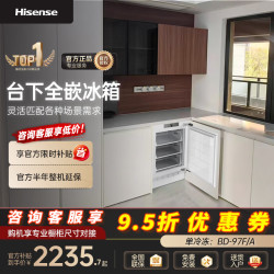 海信 卧式冰箱嵌入式小冰箱内嵌式家用台下一体冷藏冷冻一级能效底部散热岛台卧室