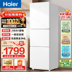 海尔 冰箱一级能效风冷无霜净味保鲜冰柜家用电冰箱海尔出品统帅Leader 251升风冷无霜