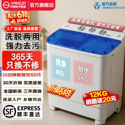 扬子 集团半自动洗衣机 新一级能效大容量家用双桶双缸蓝光洗护 老式波轮洗脱洗衣机 12公斤