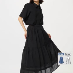 优衣库 层叠长裙/常规款优衣库女装半身裙484820
