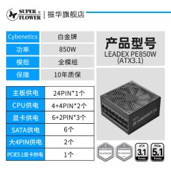 振华 LEADEX PE1000W电源台式机主机机箱电脑电源白金全模组atx3.1
