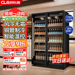 厨乐趣 风冷无霜网红酒水展示柜商用冰柜冷藏展示柜保鲜柜超市便利店双开门小双门
