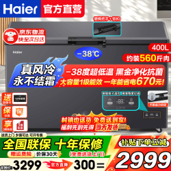海尔 风冷无霜冷柜家用商用冰柜全冷冻柜保鲜冷藏柜单温区单开门一级能效400L