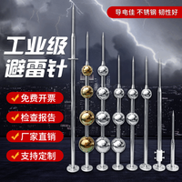 RUPDUOR 不锈钢避雷针屋顶室外防雷针农村家用别墅工业级避雷器户外接闪器 不锈钢双球避雷针-1米