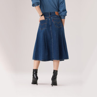 PLUS会员：Levi's 女士美式复古休闲A字中长牛仔百褶裙 10210713181567