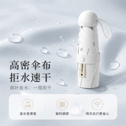 勋阳宇乐 烫金胶囊黑胶防晒伞 月光白