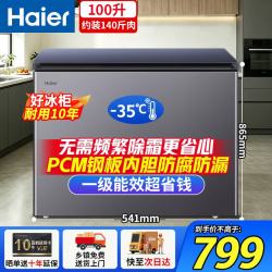 海尔 宝蓝冰柜小型家用冷柜200/300升无需频繁除霜一级能效单温冷藏大容量商用 100升 丨零下35°