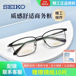 SEIKO 商务系列 简约时尚钛材眼镜框 大脸光学镜架 深灰色 HC1031