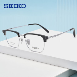 SEIKO 眼镜框钛合金商务男款眉线框全框近视眼镜男士DE51008 全框灰银色0104