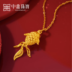 中鑫珠宝 古法镂空锦鲤黄金项链 足金999 5.12g