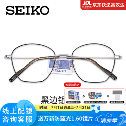 SEIKO 轻盈简约复古全框β-钛眼镜架 H03103 黑边银框 单镜框（带镜盒镜布）