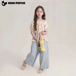 小猪班纳 女童夏季碎花裙套装 蓝色 110cm