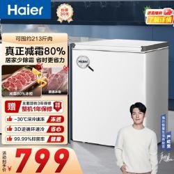海尔 冰柜家用大容量小冰箱 减霜80%｜150h断电保护 142升 -30°C