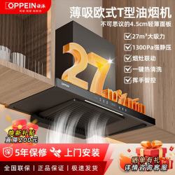 WZGL 挥手智控自动免清洗顶侧双吸抽油烟机燃气灶套装新款一级能效上门安装 薄吸欧式T型顶吸油烟机带联动