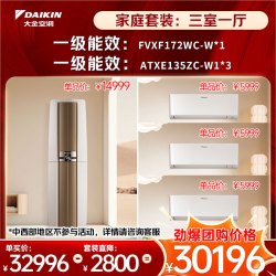 DAIKIN 空调 三室一厅 客卧套餐 1级能效 康达无感气流 14米远距离送风 衡境+帕缔能系列