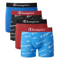 Champion 男士 男孩 平角内裤 日常活动 弹力 平角短裤 4件装 蓝色/红色/图案 加大码