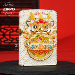ZIPPO 打火机原装正品夜光麟宝乾坤麒麟聚有钱旋转创意收藏