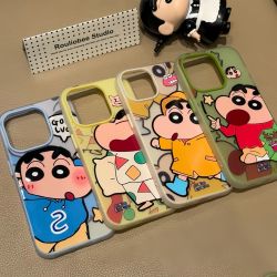 壳雾 卡通动画蜡笔小新适用苹果16磨砂肤感手机壳iphone15全包14防摔13