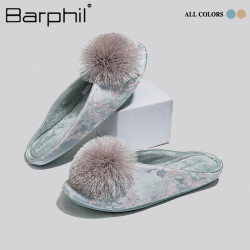 Barphil 女款国风防滑静音包头棉拖鞋
